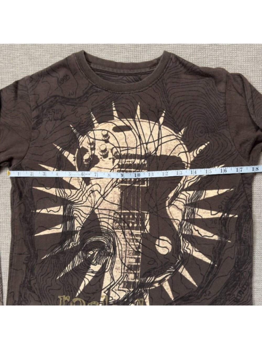 Calvin Klein Jeans Shirt Rockology Graphic Size Large Brown Long Sleeve Guitar - Picture 10 of 14